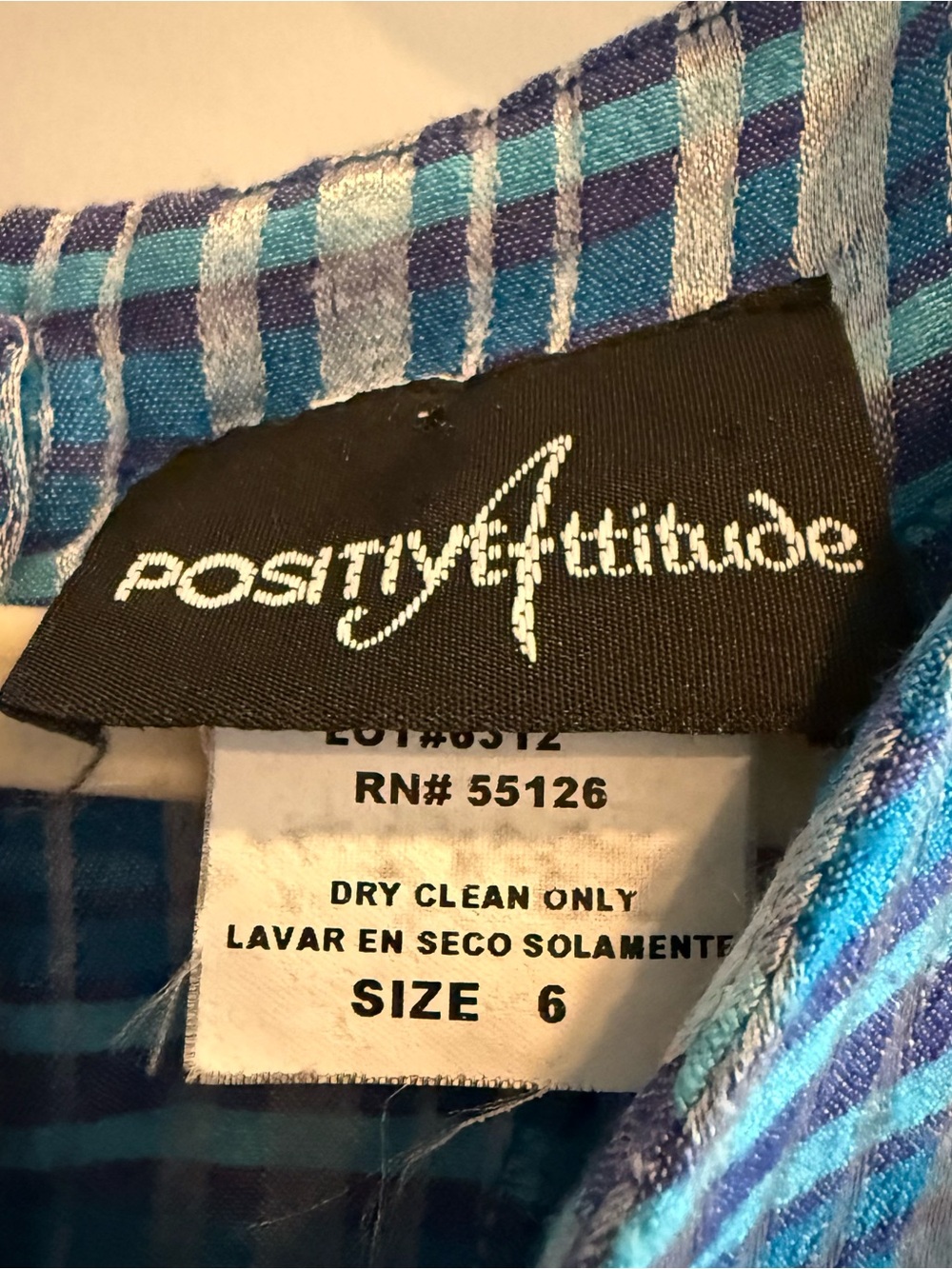 Vintage Positive Attitude Blue Plaid Y2K Blouse - Picture 5 of 6